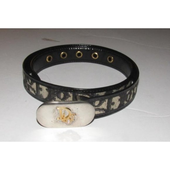 Dior Black Trotter Two Tone Print Oblique Buckle with Leather Belt main image 9